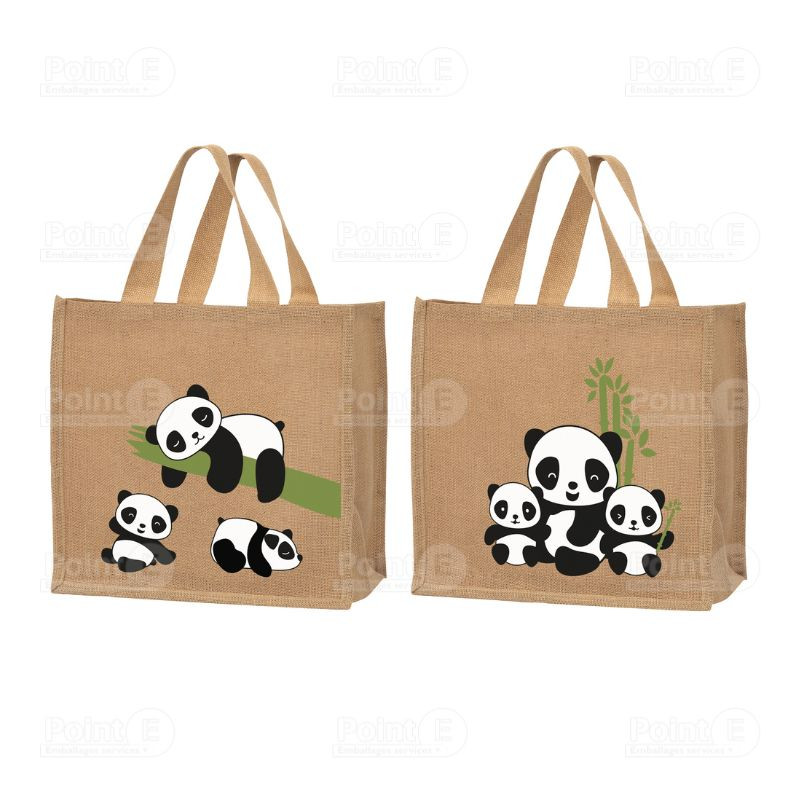 Cabas jute "Bambou-Panda" Cabas jute "Bambou-Panda"