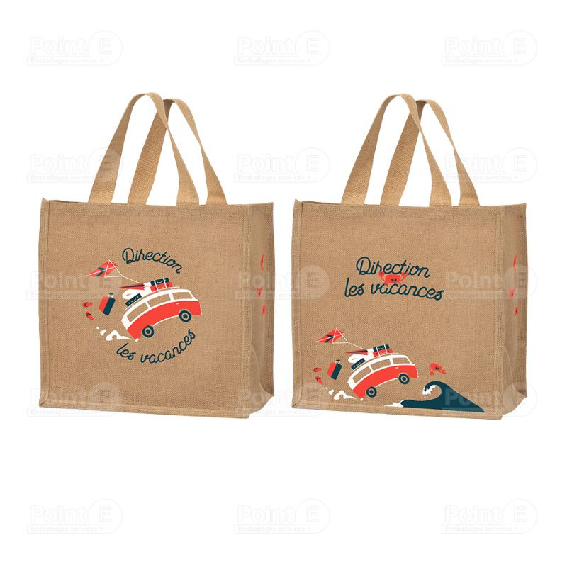 Cabas jute "Direction les Vacances" Cabas jute "Direction les Vacances"
