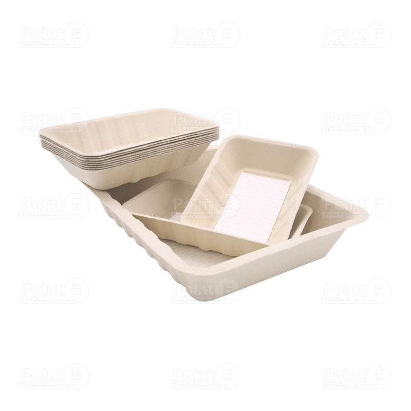 Barquettes bagasse thermoscellables avec buvard biosourcé Barquettes bagasse thermoscellables avec buvard biosourcé