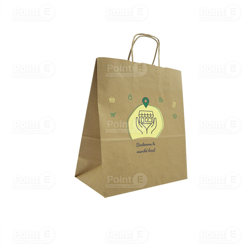 Sacs cabas poignées torsadées "Soutenons le marché local" Sacs cabas poignées torsadées "Soutenons le marché local"