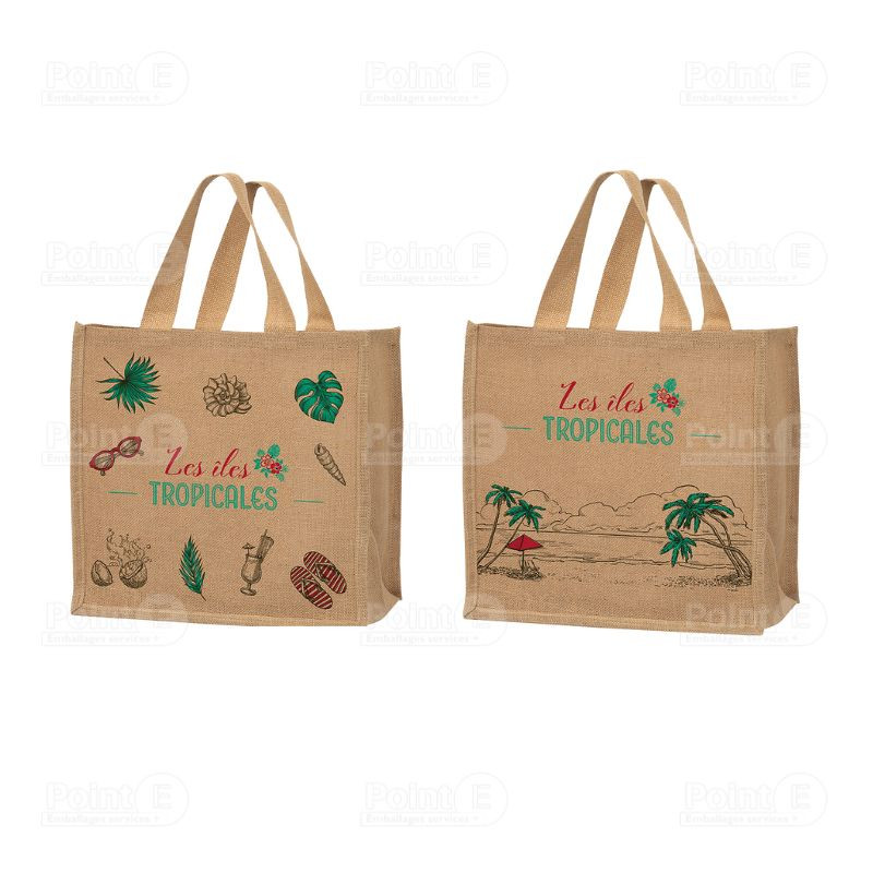Cabas jute "ÎIes tropicales" Cabas jute "ÎIes tropicales"