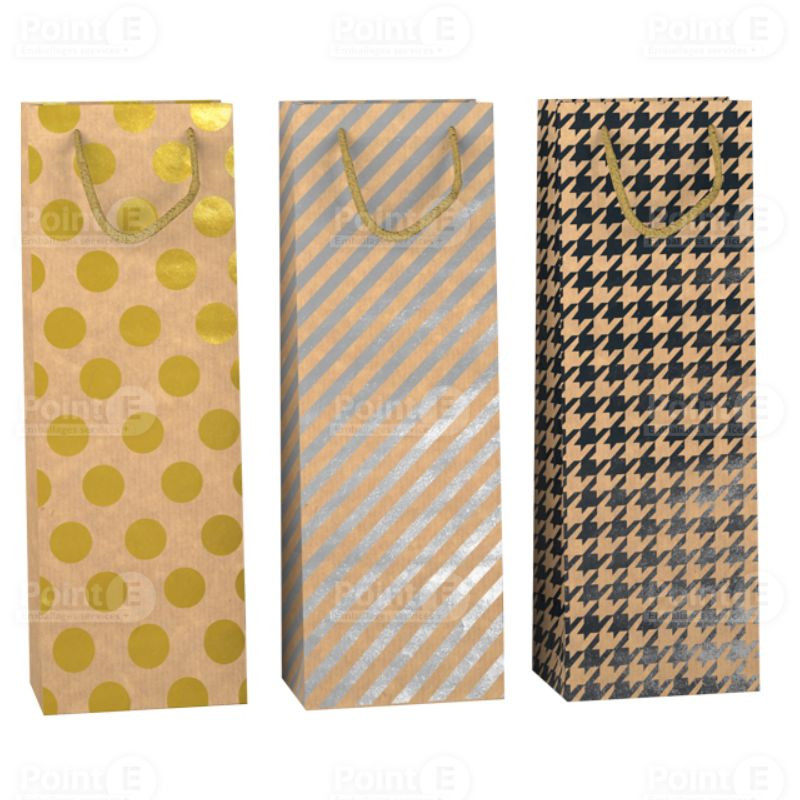 Sacs bouteille décorés poignées polycoton Sacs bouteille décorés poignées polycoton